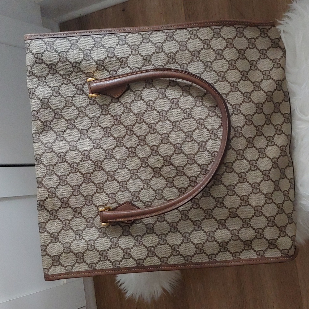 Authentic Vintage Gucci GG Monogram Supreme Sherry Web Clutch Tote Bag - Picture 4 of 10